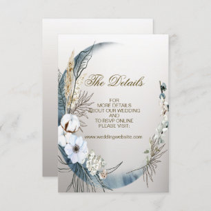 Wedding Boho White Orchid Flowers Blue Moon Party Enclosure Card