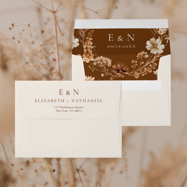 Wedding Boho Wildflower Timeless Return Address Envelope (Creator Uploaded)