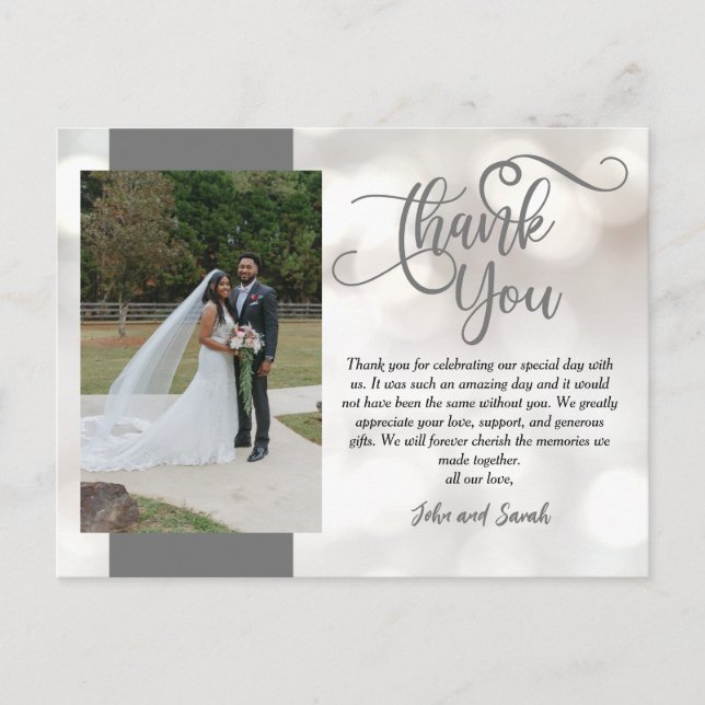 Wedding Bokeh Thank you note Postcard (Front)