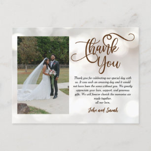 Wedding Bokeh Thank you note Postcard