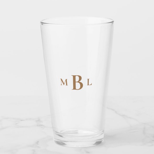 Wedding Bold Gold Monogram Glass Tumbler (Front)