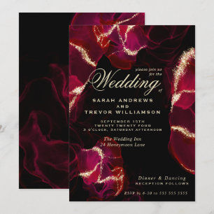 Wedding Bold Scarlet Alcohol Ink Invitation