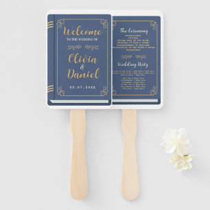 Wedding Book Hand Fan Modern Navy Programme