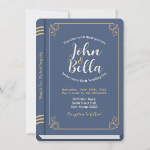 Wedding Book Library Theme Cover Chapter One Invitation