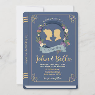 Wedding Book Library Theme Cover Chapter One Invitation