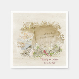 wedding book with daisies napkin