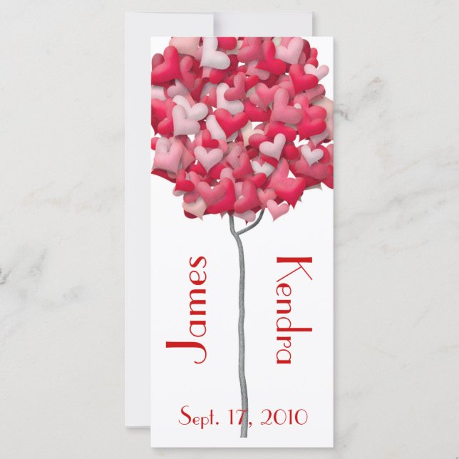 Wedding Bookmarks Favours Book Mark Heart Tree (Front)