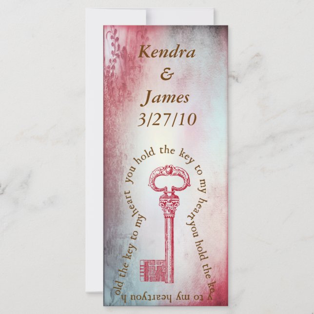 Wedding Bookmarks Favours Key to my Heart (Front)