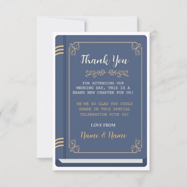 Wedding Books Library Thank You Love Story Invitation (Front)
