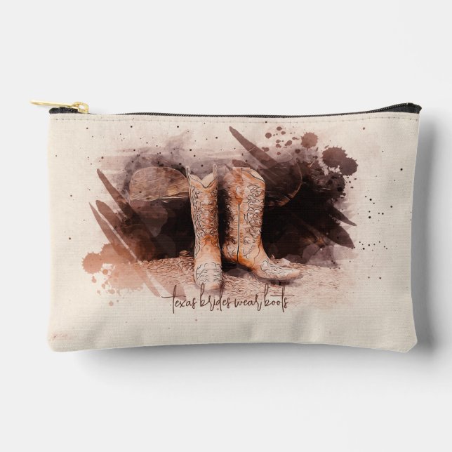 Wedding Boots By the Woodpile Watercolor Accessory Pouch (Front)
