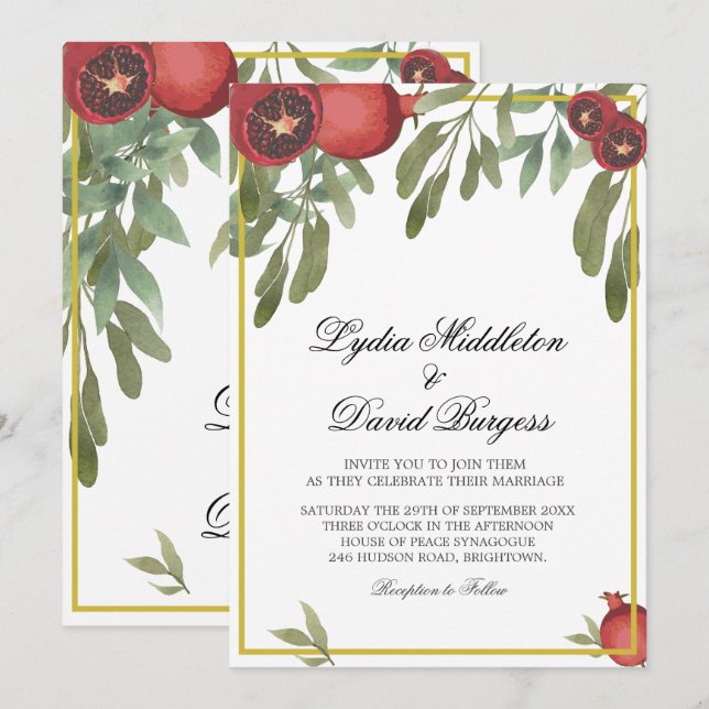 Wedding Botanical Boho Elegant Greenery  Invitation (Front/Back)