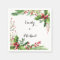 Wedding botanical napkin red green watercolor