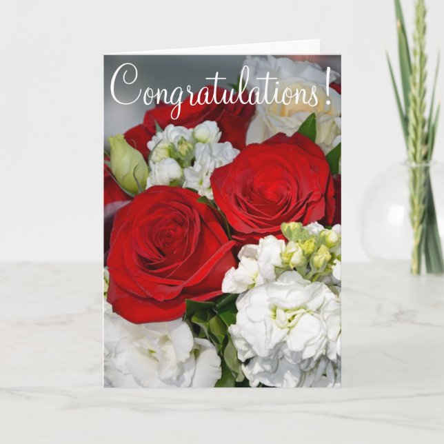 Wedding bouquet congratulations greeting card (Front)