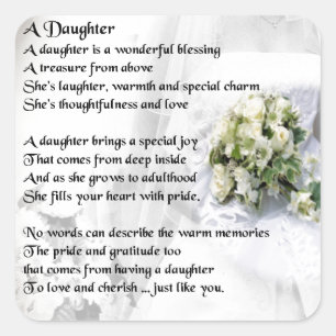 wedding bouquet   Daughter Poem Square Sticker