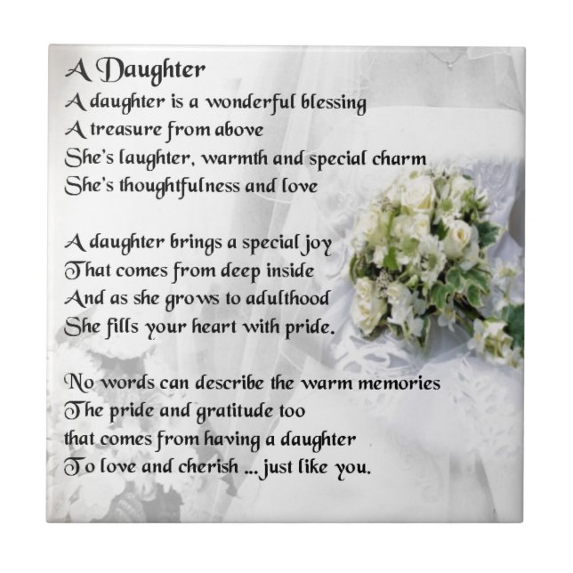 wedding bouquet   Daughter Poem Tile (Front)