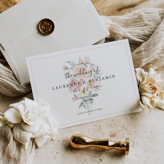 Wedding Bouquet Save The Date Card - Soft Blooms  (Creator Uploaded)