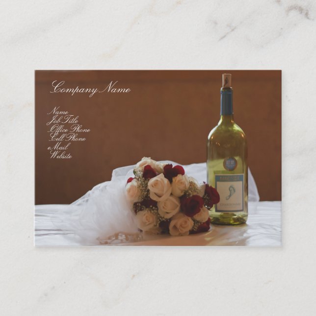 Wedding Bouquet & Wine Bottle business card (Front)