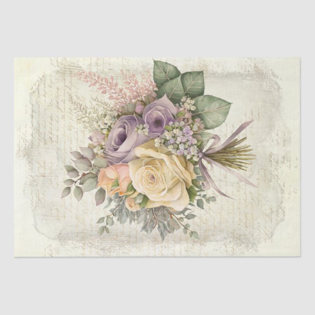 Wedding Bouquets Watercolor Flowers Tissue Paper (Front)