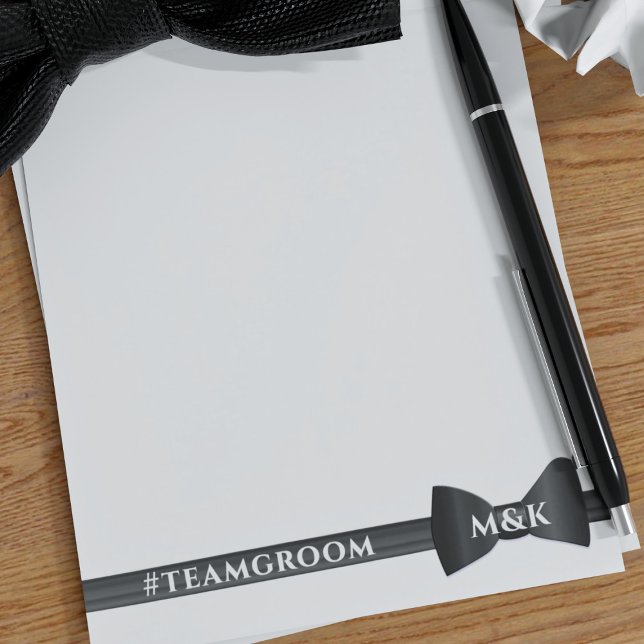 Wedding Bow Tie Monogram Team Groom Notepad (Add your wedding hashtag and initials to this bow tie notepad. Perfect for wedding party game scores)