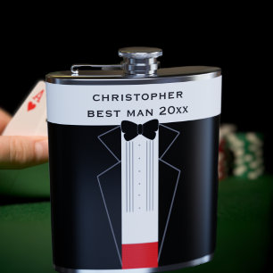 Wedding Bow Tie Tuxedo Best Man Groomsmen Flask