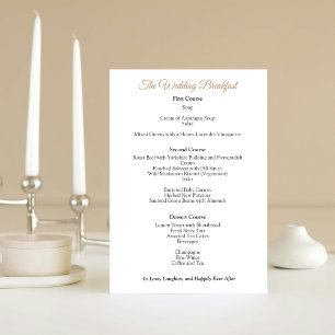 Wedding breakfast menu English Regency style