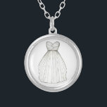 Wedding Bridal Gown Dress Bride Gift Necklace<br><div class="desc">Necklace features an original marker illustration of a white wedding dress. A great bride gift!</div>