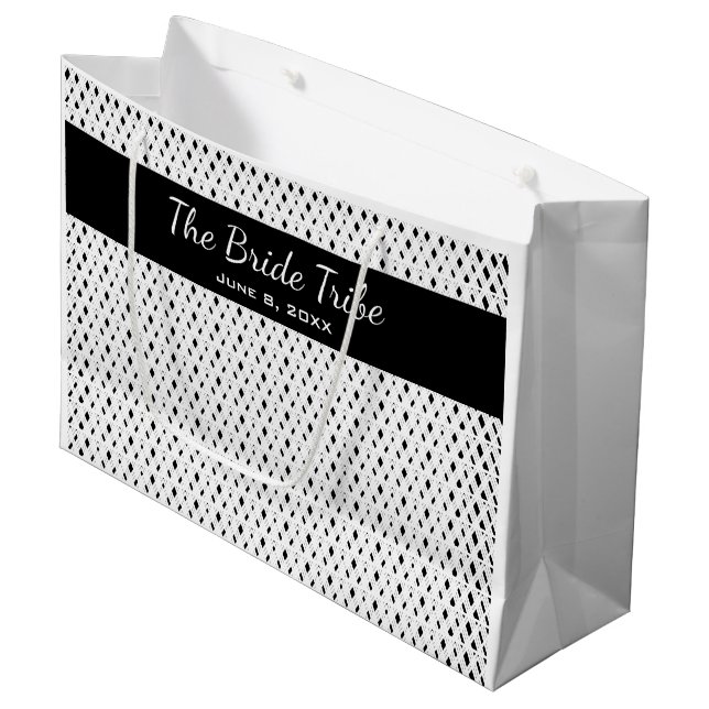 Wedding Bridal Party Custom Classic Black & White Large Gift Bag (Front Angled)