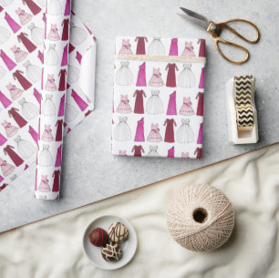 Wedding Bridal Party Gowns Bridesmaid Flowergirl Wrapping Paper