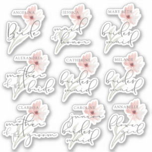 Wedding Bridal Party Personalised Title Sticker