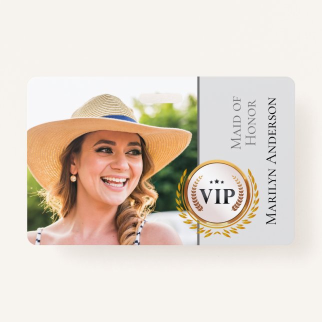 Wedding Bridal Party VIP Badge ID Badge (Front)