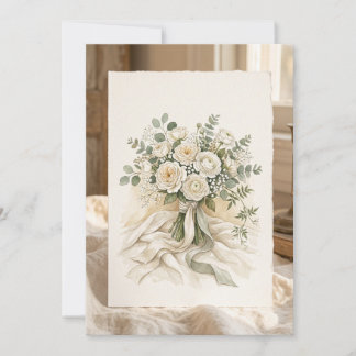 Wedding Bridal Rose Bouquet Thank You Card