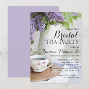 Wedding Bridal Shower Afternoon Tea Lilac Flowers Invitation