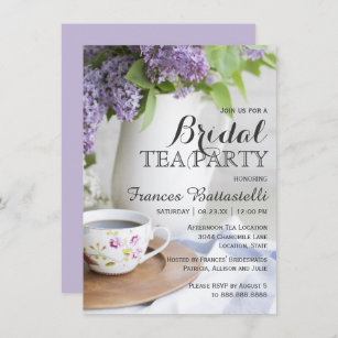 Wedding Bridal Shower Afternoon Tea Lilac Flowers Invitation