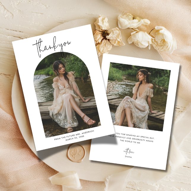 Wedding Bridal Shower Arch Photo Script Thank You Card (Creator Uploaded)
