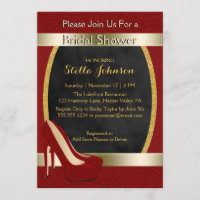 Wedding Bridal Shower | Chic Gold Red High Heels