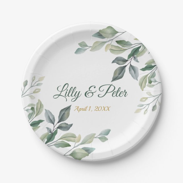 Wedding, Bridal Shower Custom Paper Plates (Front)