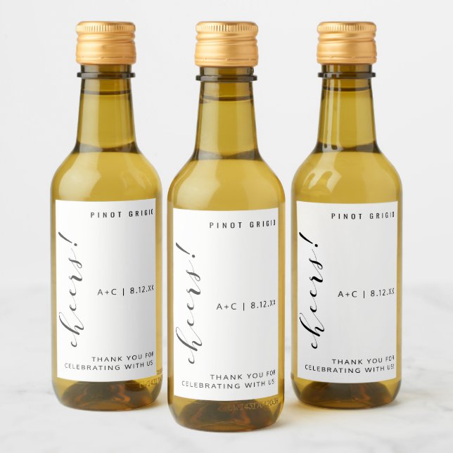 Wedding & Bridal Shower Elegant Minimalist Mini Wine Label (Bottles)