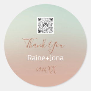 Wedding Bridal Shower Favour Ombre Blue Rose Classic Round Sticker