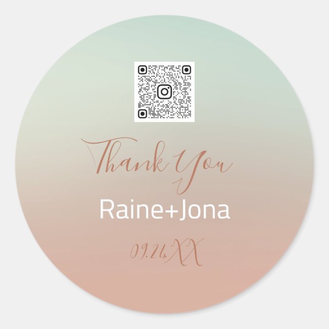 Wedding Bridal Shower Favour Ombre Blue Rose  Classic Round Sticker (Front)