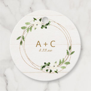 Wedding Bridal Shower Geometric Greenery Wreath Favour Tags