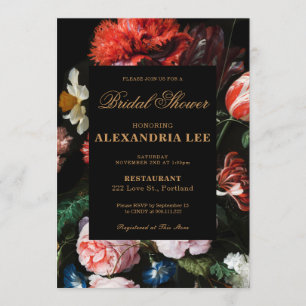 Wedding Bridal Shower Invitation Black Floral