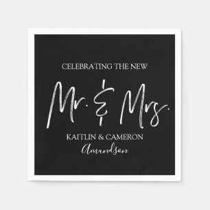 Wedding Bridal Shower Napkins   Typography (Black)