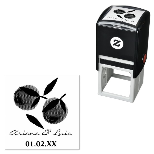 Wedding Bridal Shower Orange Citrus Hand Drawn   Self-inking Stamp (In Situ)