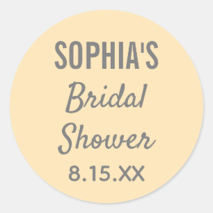 Wedding Bridal Shower Peach Modern Typography  Classic Round Sticker