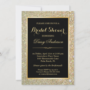 Wedding Bridal Shower Trendy Gold Glitter Sparkles Invitation
