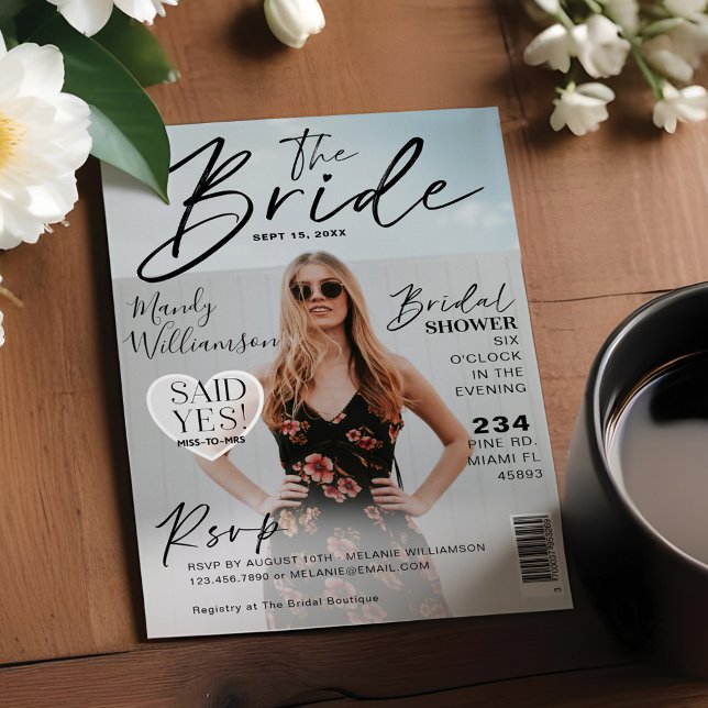 Wedding Bridal Shower Trendy Photo Magazine Cover  Invitation (Wedding Bridal Shower Trendy Photo Magazine Cover Invitation)
