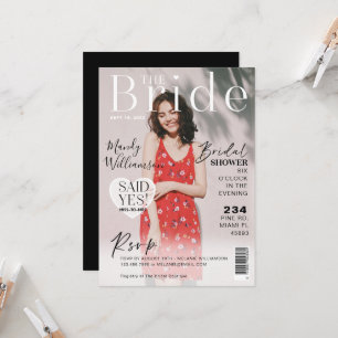 Wedding Bridal Shower Trendy Photo Magazine Cover Invitation