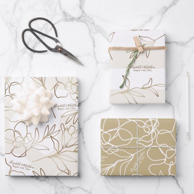 Wedding, Bridal Shower Wrapping Paper Set (Front)