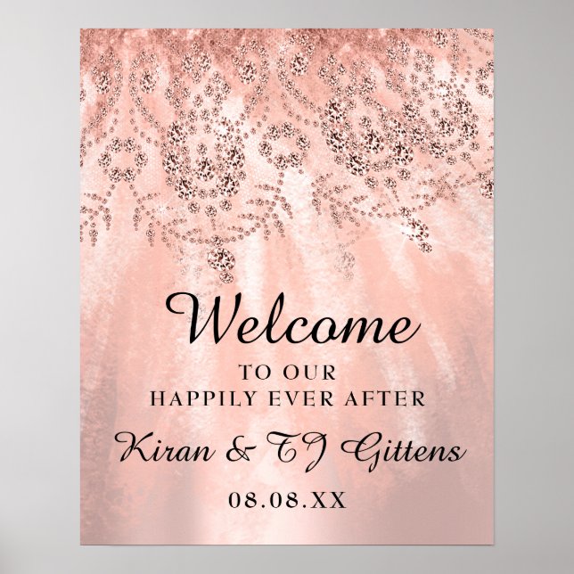 Wedding Bridal Welcome Rose Gold Royal Sweet 16th Poster (Front)