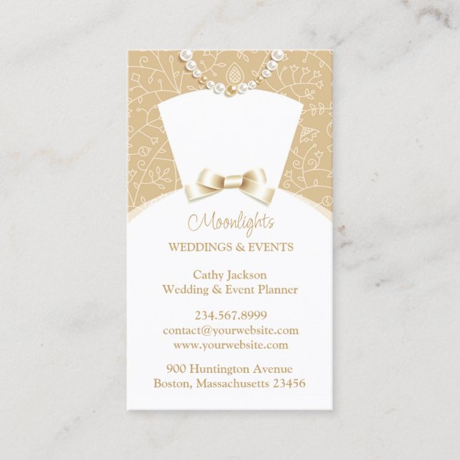 Wedding Bridal White Dress Business Card (Front)